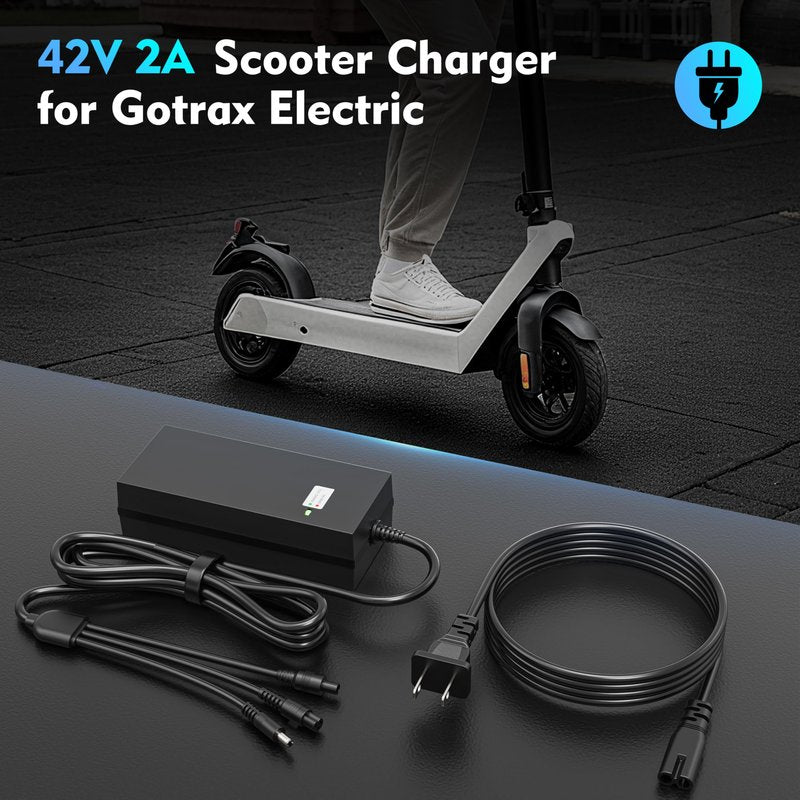 EVAPLUS SGS Certified 42V 2A Charger 3 Plugs(8mm 3-Prong, 5.5mm DC connectors and 8mm/0.31in one-Prong) Universal for 36V Lithium Battery