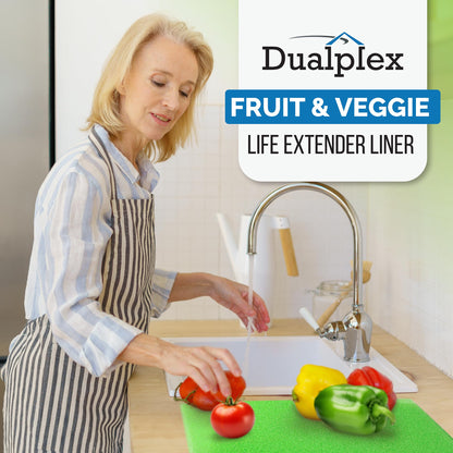 Dualplex® Fruit & Veggie Life Extender Liner for Fridge Refrigerator Drawers, 13 x 10.5 Inches (4 Pack) – Extends The Life of Your Produce & Prevents Spoilage