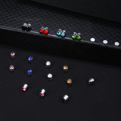Finrezio 20 Pairs of 6 mm Magnetic Stud Earrings for Women Magnetic Earrings Colourful Crystal Non-Pierced Earrings Without Pierced Earrings, Crystal, 0