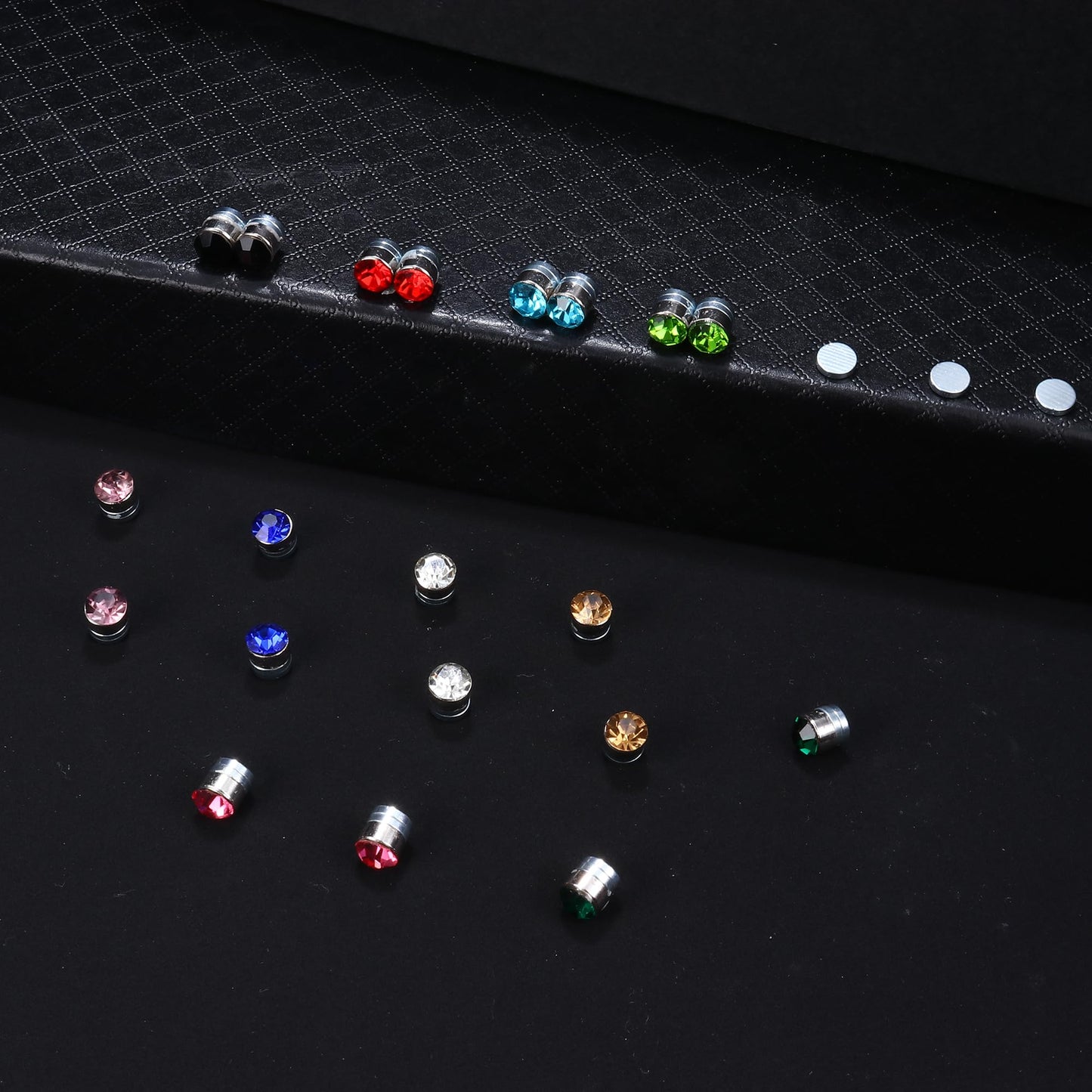 Finrezio 20 Pairs of 6 mm Magnetic Stud Earrings for Women Magnetic Earrings Colourful Crystal Non-Pierced Earrings Without Pierced Earrings, Crystal, 0