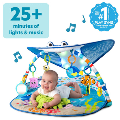Bright Starts, Disney Baby, Finding Nemo Ocean Lights Baby Activity Gym and Play Mat with Detachable Toys, Sound and Music, Ages Newborn +