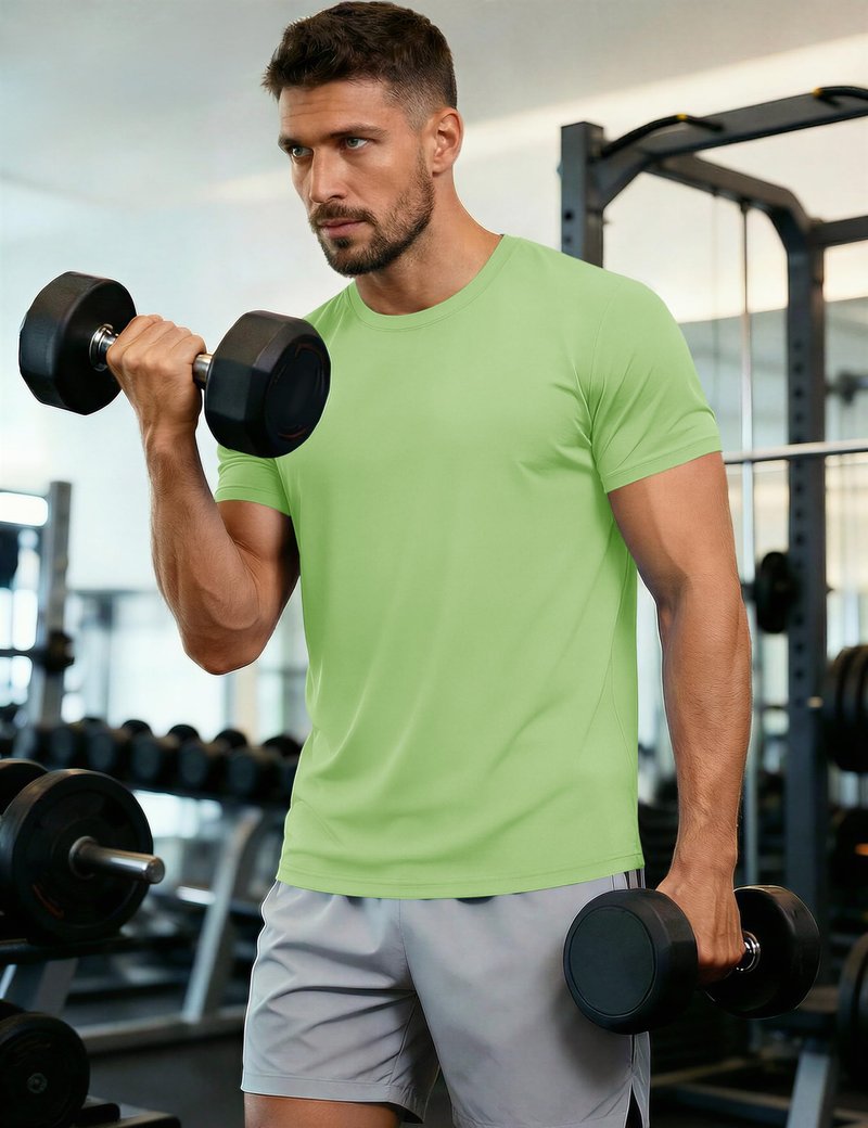 MAGCOMSEN UPF 50 Shirts for Men Short Sleeve Summer T-Shirt UV Protection Running Shirts Quick Dry T Shirts Light Green L