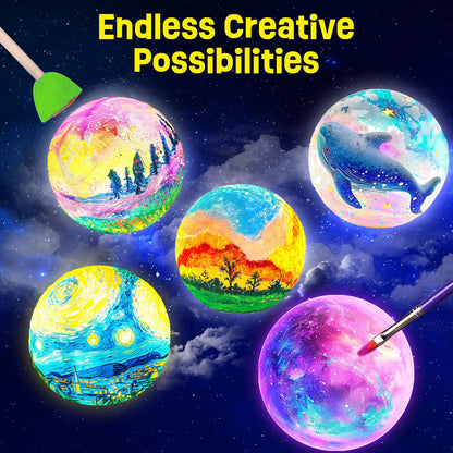 Paint Your Own Moon Lamp Kit, Cool Gifts DIY 3D Moon Night Light, Arts and Crafts for Kids Ages 8-12, Space Art Supplies Craft Kits, Girls Boy Birthday & Christmas Gifts Ages 3 4 5 6 7 8 9 10 11 12+