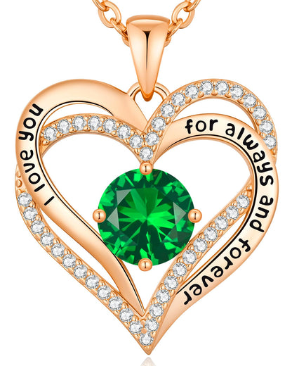 CDE Valentine's Day Gift Forever Love Heart Necklaces for Women, Wedding Anniversary, Birthday Mothers Christmas Day Gifts for Mom, Mother, Wife, S925 Silver Jewelry with Birthstone Pendant