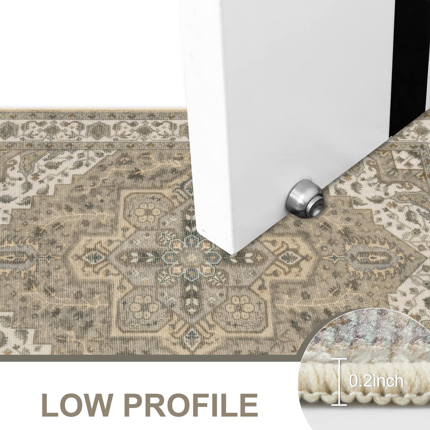 Collive Washable Indoor Doormat, Non Slip Retro Floor Mat 20" x 32" Small Mat Quick Absorbent Entrance Rug Distressed Taupe Front Door Mat, Welcome Mats Entryway Rug Doormats for Kitchen Home Patio