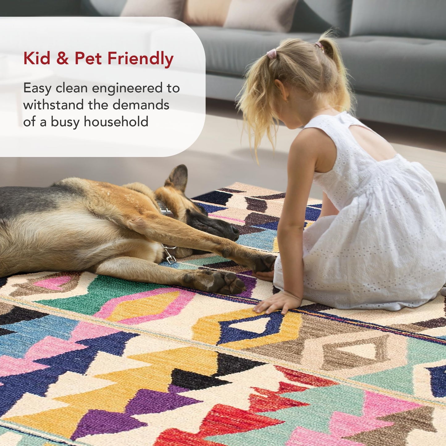Nuloom Ofelia Handmade, Multicolor/Black, 4' x 6', Geometric, Wool, Soft and Cozy, High Traffic, Stain Resistant, Easy Clean, Durable Runner for Bedroom, Living Room, Dining, Den, Foyer