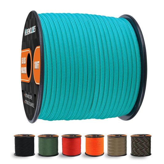 WEREWOLVES 650lb Paracord/Parachute Cord - 9 Strand Paracord Rope - 100', 200' Spools of Parachute Cord, Type III Paracord for Camping, Survival (Lake Blue, 100 Feet)