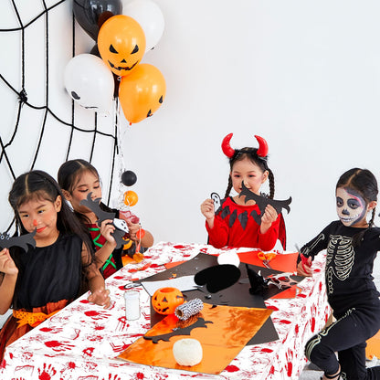 3 Pieces Bloody Handprint Tablecloth - 54x108 Inches Disposable Blood Splatter Themed Plastic Table Cover with Red Handprints for Halloween Horror-Themed Party Decorations, and Scary Movie Nights