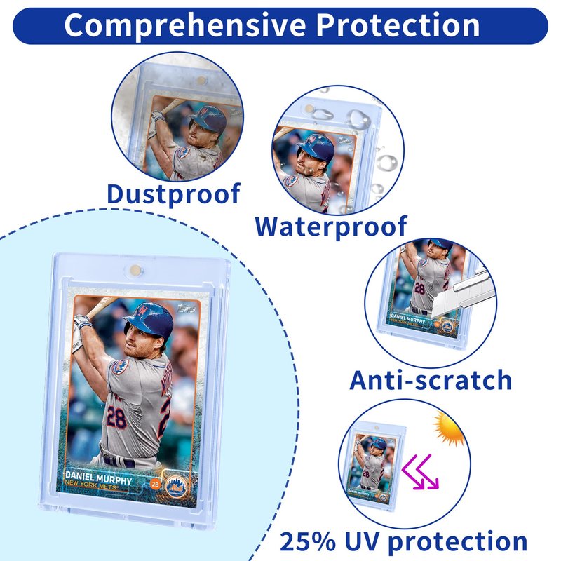 QTYORD 5 Pack 35PT Magnetic Card Holder for Trading Cards, One-Touch Card Case Holder for Baseball Football Sports MTG TCG Collectable Cards