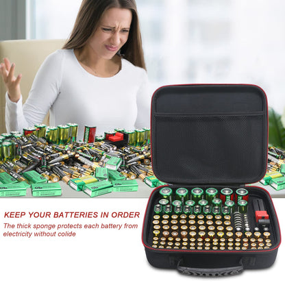 Glamgen Battery case organizer with Tester (BT168), Battery Storage case Holds 126 Batteries Various Sizes AAA AA C D 9V Lithium 3V, Batteries Holder Organizer