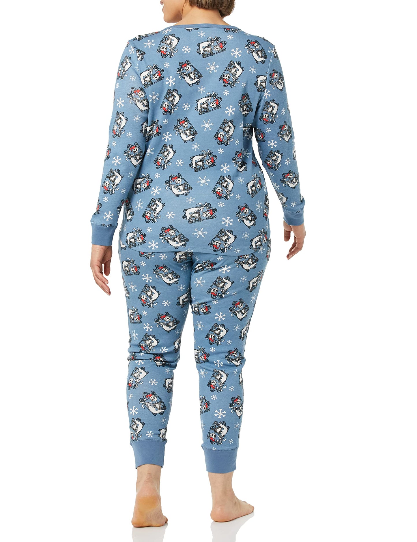 Amazon Essentials Disney | Marvel | Star Wars Unisex Babies' Snug-Fit Cotton Footed Pajamas, Nightmare Santa Jack - Sleep & Play, Newborn