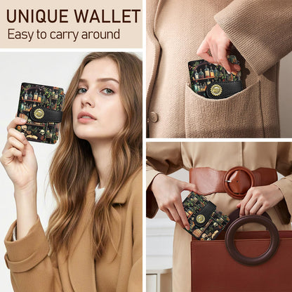 Kelvoris Bookshelves Skull Goth Gothic Small Rfid Women Wallet Bifold Zipper Coin Pocket PU Leather Compact Cash Credit Card Holder Travel Wallet Female Ladies Teen Girls 1 ID Window 10 Card Slots
