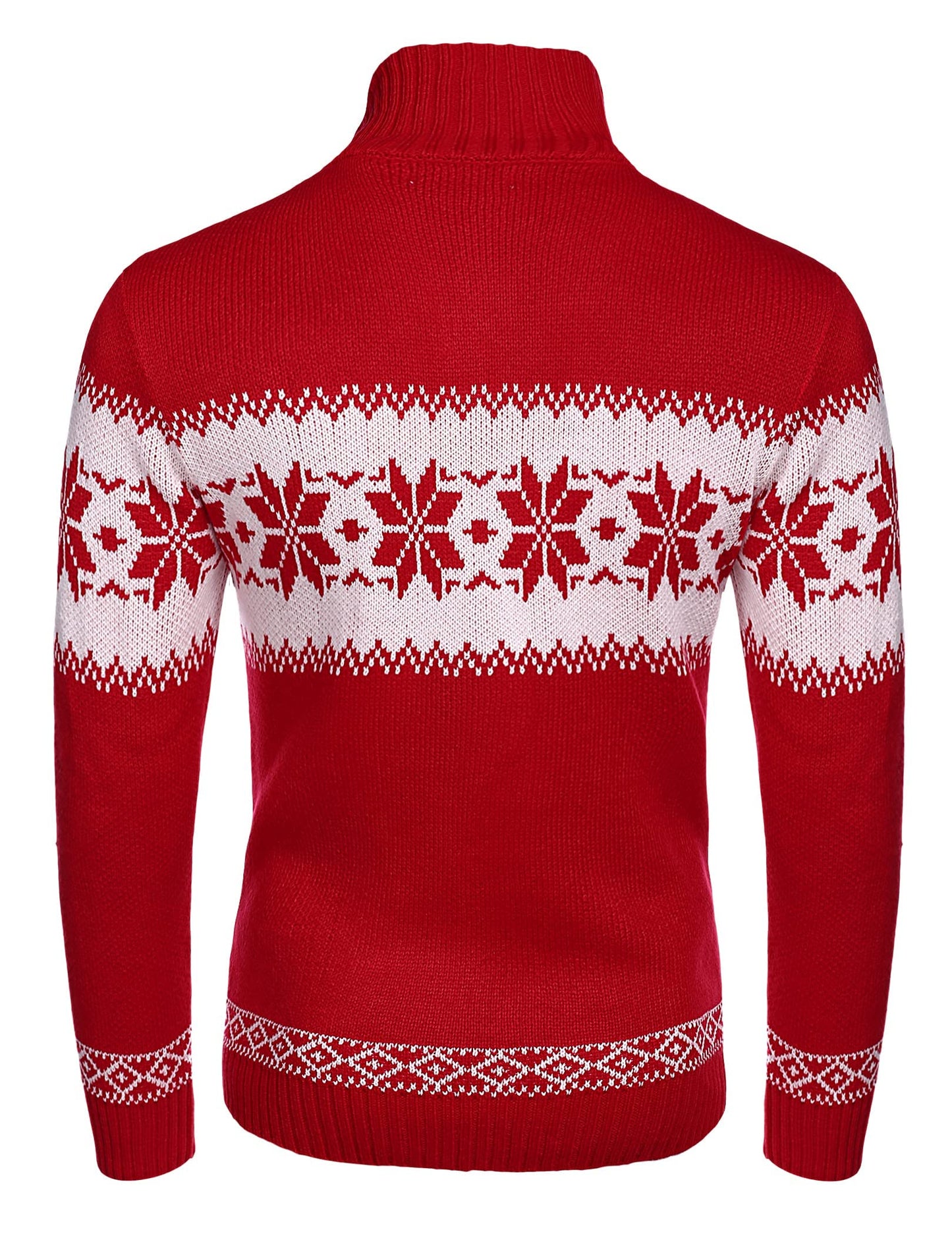 COOFANDY Mens Ugly Christmas Sweater V-Neck Pullover Casual Fair Isle Sweater Red L