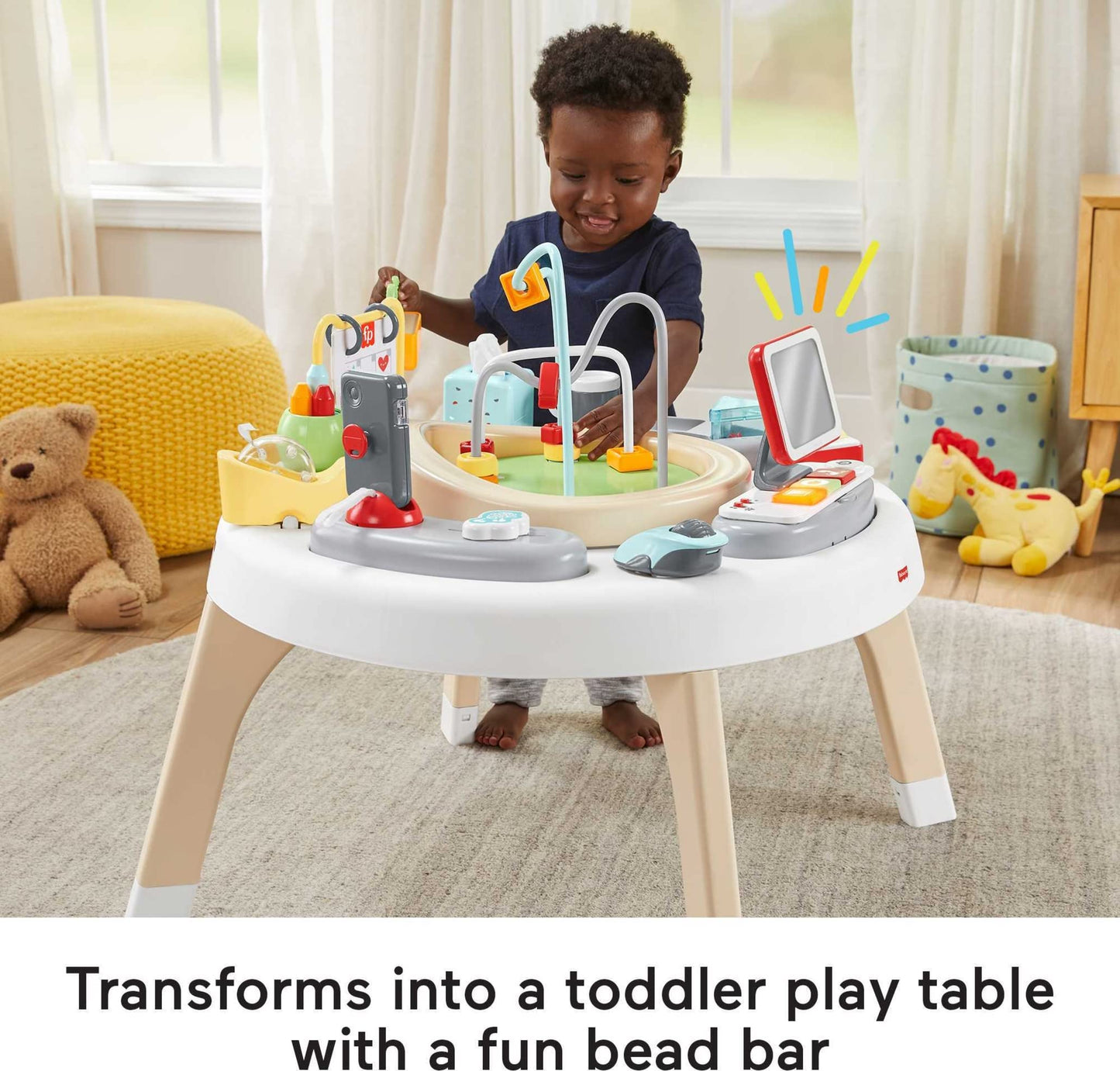 Fisher-Price 2-in-1 Like a Boss Activity Center, Baby Entertainer and Play Table with Music Lights and Sounds for Infants and Toddlers, HBM26