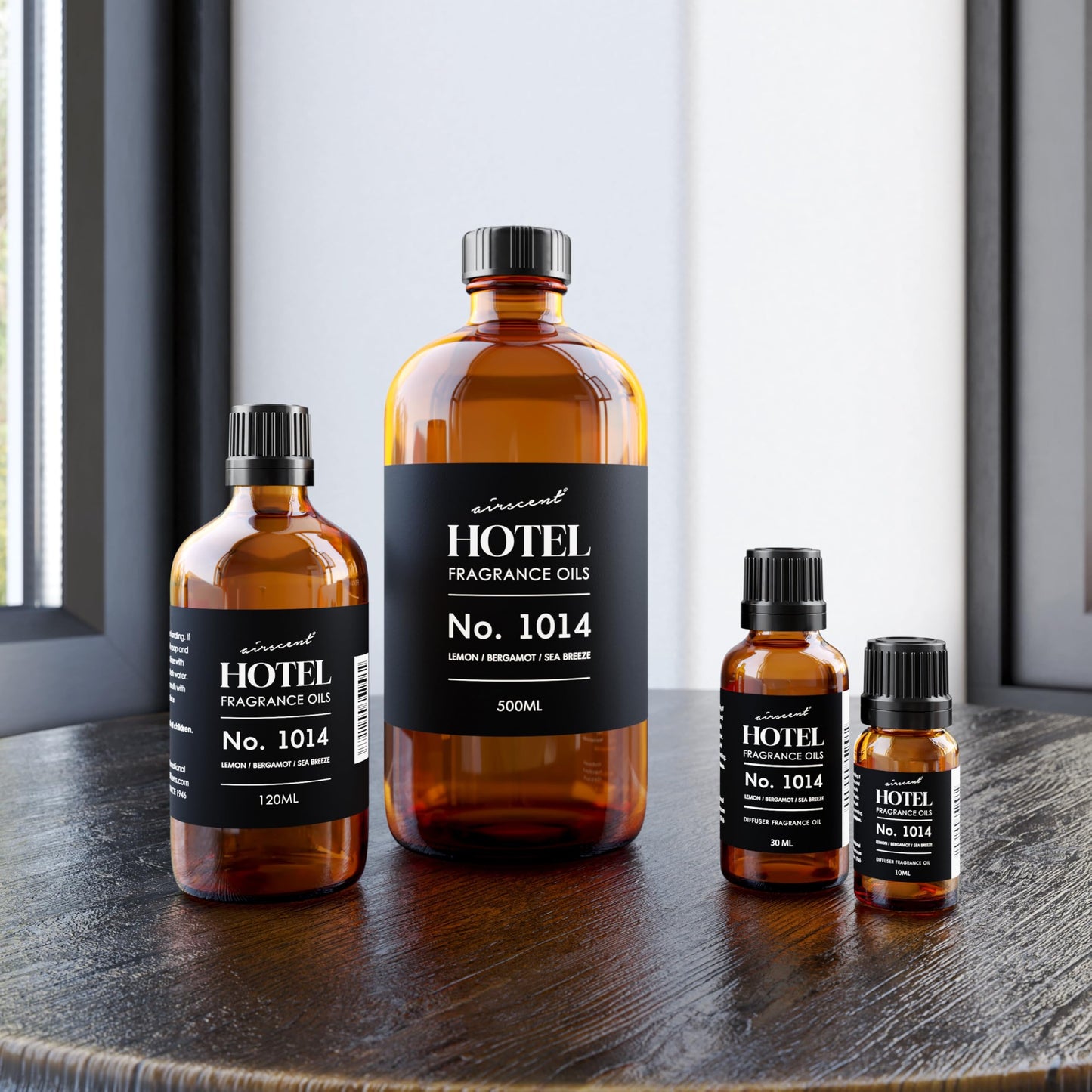 AirScent Hotel Diffuser Oil No. 1014 Inspired by The 5-Star Hotel Scent - Lemon Bergamot Sea Breeze - Fragrance Oil for Ultrasonic and Waterless Diffusers and Crafting - 10 mL, 0.34 fl oz Glass Bottle