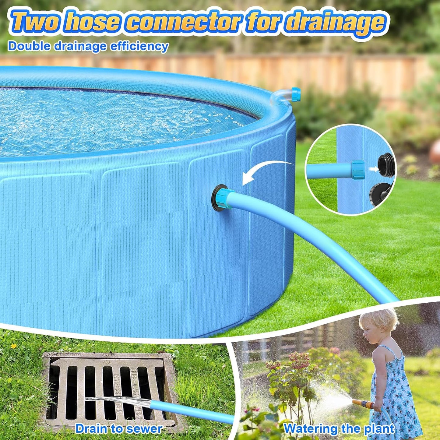97In Extra Large Anti-Slip Dog Pool with Sprinkler, Sturdy 2-in-1 Foldable Hard Plastic Kiddie/Kids Swimming Pool, Summer Swimming Bath Tub for Kids/Large Dogs/Pets