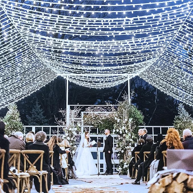 120 LED White Christmas Lights Outdoor, 40ft 8 Modes White Christmas String Lights Clear Wire, Plug in Waterproof Twinkle Fairy Lights for Indoor Outdoor Bedroom Wedding Tree Christmas Decorations
