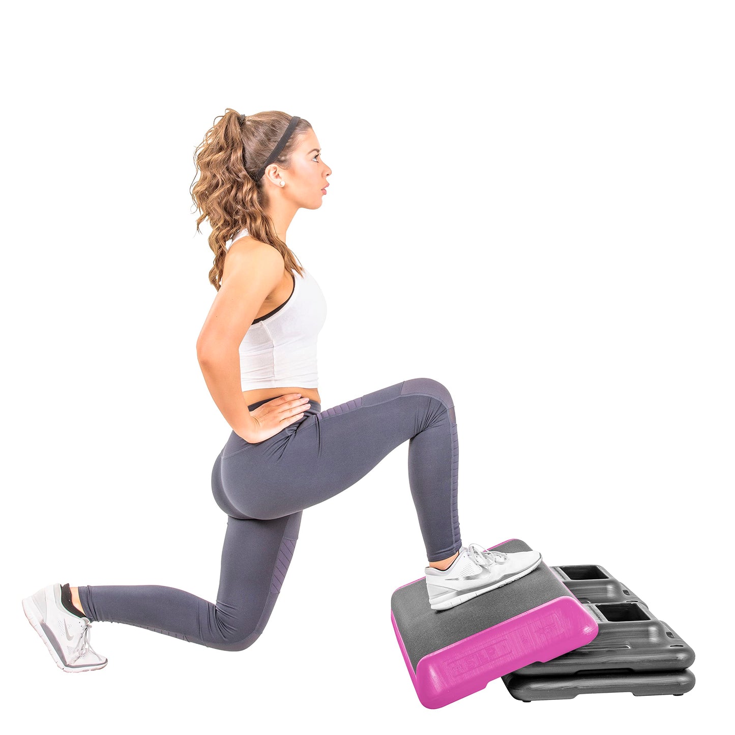 The Step Freestyle Grey Aerobic Platform, Health Club Size Steppers for Exercise