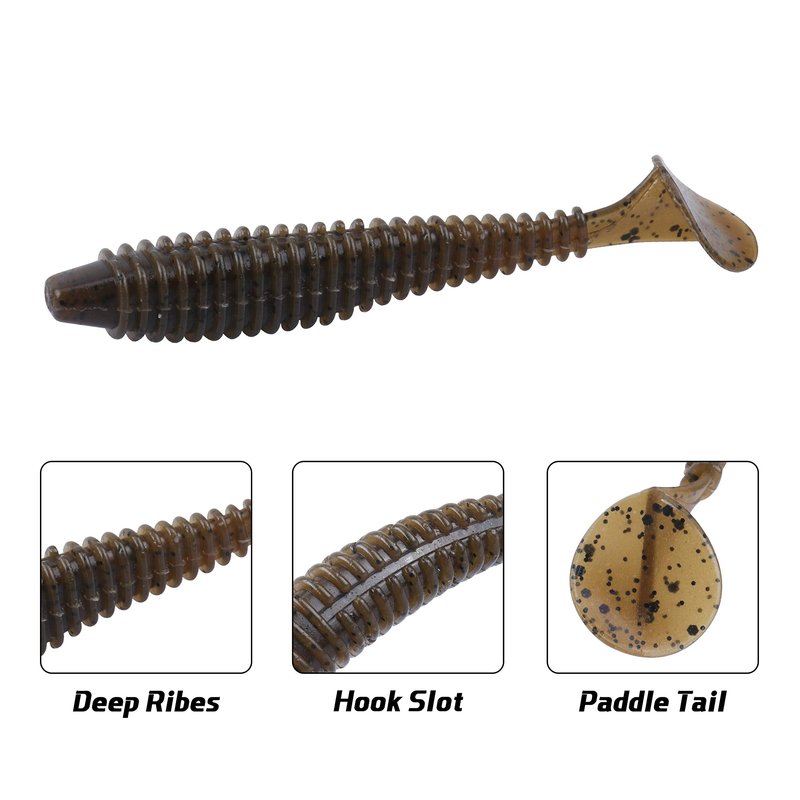 RUNCL Swimbaits Paddle 10/20/30/40PCS, 5/4/3/2 Inchs Paddle Tail, Soft Lure for Trout Crappie Bass, Durable Plastic Bait Swimmer for Saltwater/Freshwater, Fishing Lover's Gift