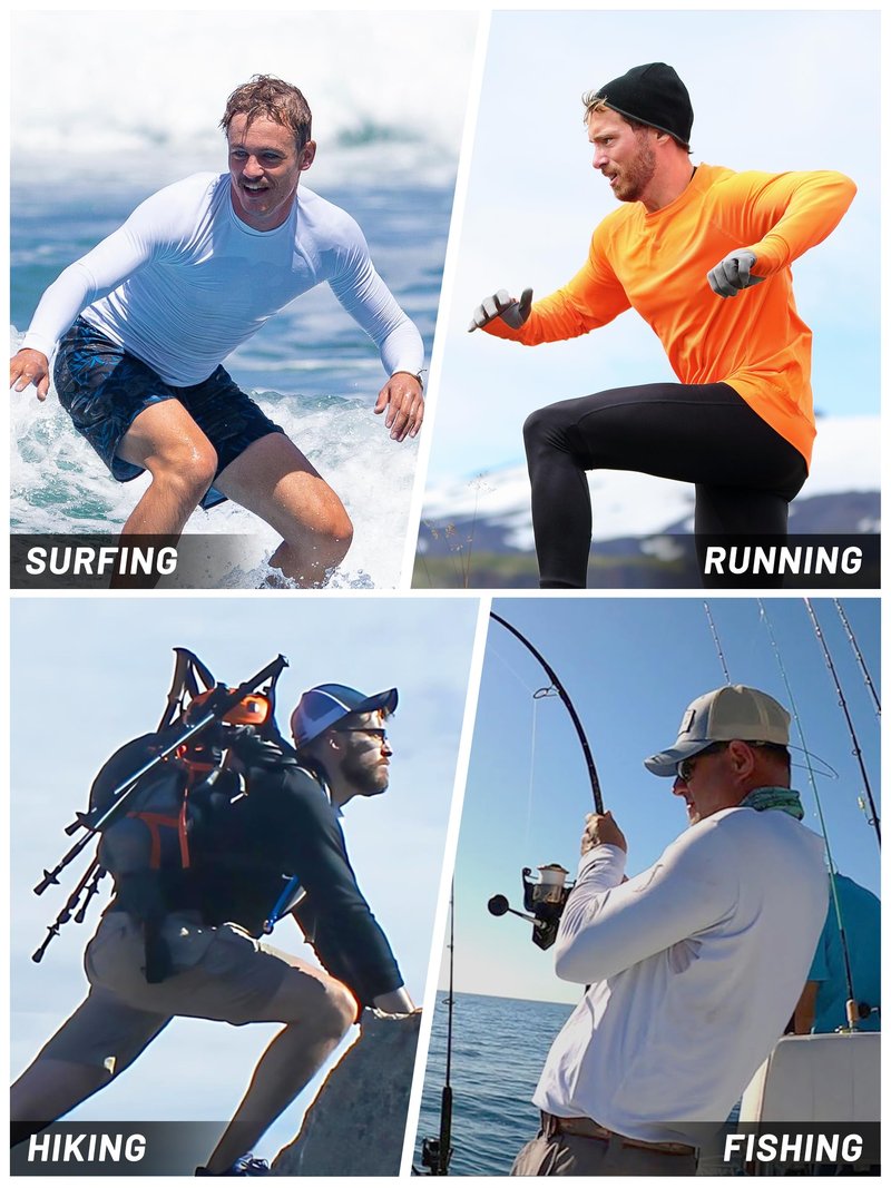 TACVASEN Men's Sun Shirt UPF 50+ Long Sleeve Shirts UV Protection Lightweight Summer Rash Guard Quick Dry Fishing T-Shirts Blue L