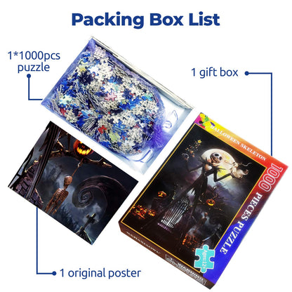Jigsaw Puzzle 1000 Piece Wooden Puzzle Halloween Picture Family Decorations, Unique Birthday Present Suitable for Teenagers and Adults