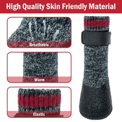 Mihachi Dog Socks Winter Paw Protectors Silicone Sole Anti-Slip Waterproof Boots,L