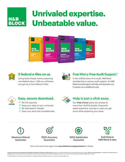H&R Block Tax Software Deluxe + State 2022 with Refund Bonus Offer (Amazon Exclusive) [PC Download] (Old Version)