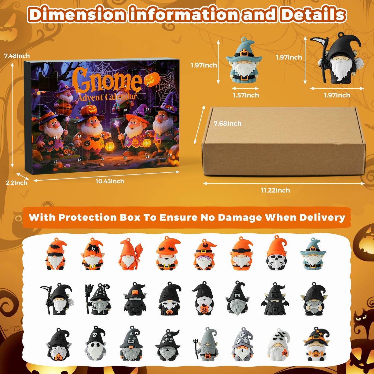 Gnome Advent Calendar 2025,Halloween Countdown Advent Calendar,Advent Calendar,with 24 Gnome Collectible Figures,Halloween Advent Calendars Gift kids Teen Adults