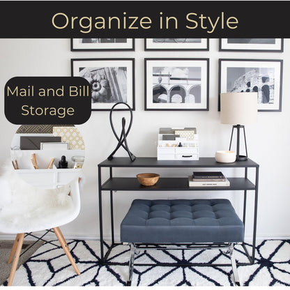 BLU MONACO White Desktop Organizer with Drawer – Paper Wood Bill & Mail Organizer for Office Desk, Countertop & Workspace Storage