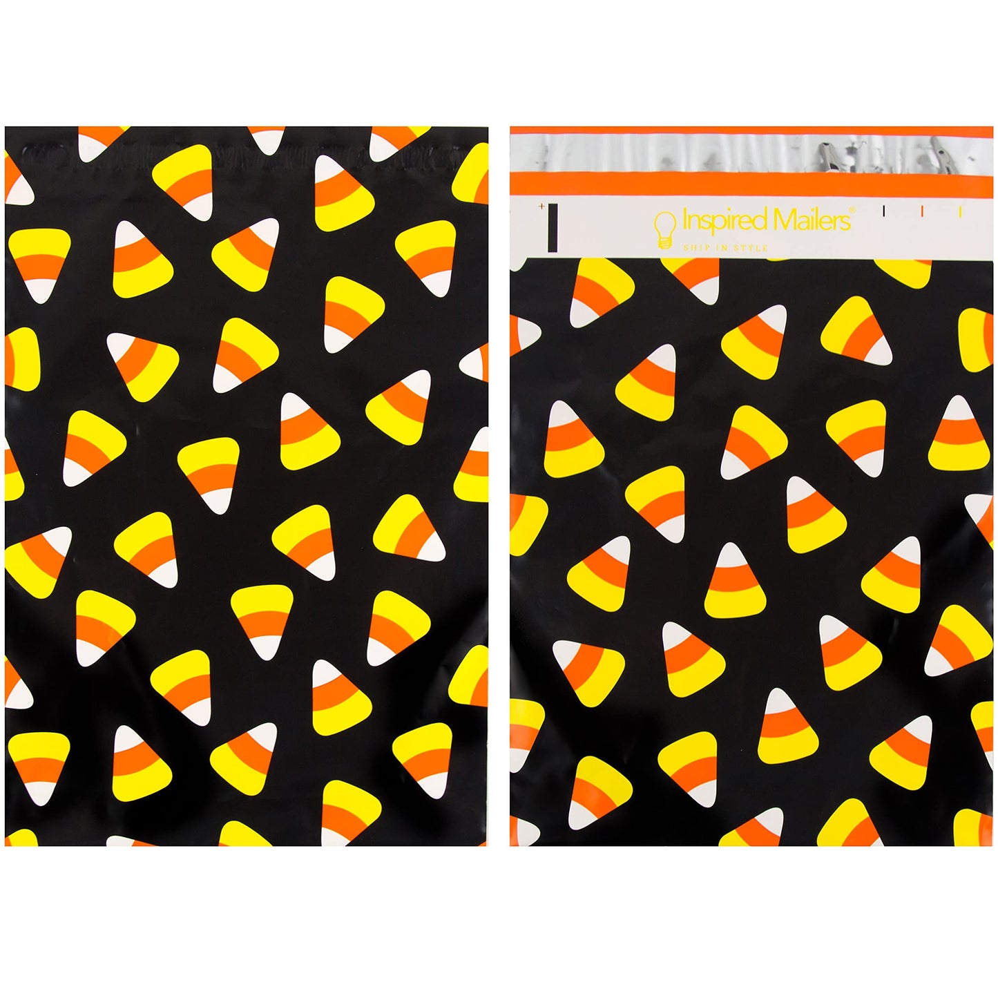 Inspired Mailers - Halloween Poly Mailers 10x13 Variety Pack of 40-10 each: Candy Corn, Ghosts, Orange Ghosts, Spiderwebs - Shipping Envelopes (10x13, 40 Pack)