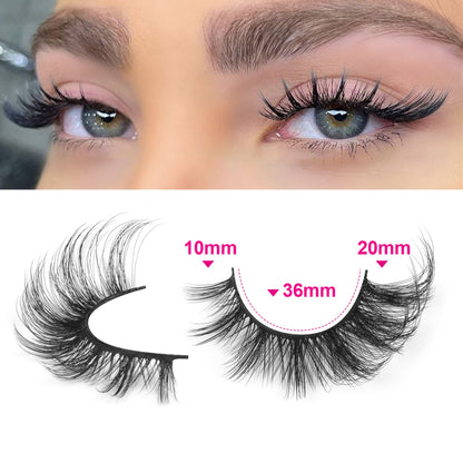 False Eyelashes Wispy Lashes Natural Look Fake Eyelashes Cat Eye Lashes Mink Fluffy Strip False Lashes Fox Eye Lashes Pack 7 Pairs ALICROWN
