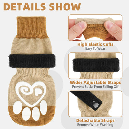 KOOLTAIL Dog Socks Paws Stop Licking,Anti Slip Dog Socks With Grips for Injured Paws Waterproof,Pet Shoes for Hot Pavement & Hardwood Floors,Soft Double Sided Grippy Boots For Small Medium Large Dogs