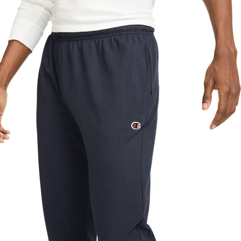 Champion Men's Open-Bottom Lounge Pants, Standard Fit, Lightweight 100% Cotton, Available in Regular and Big & Tall, Navy, Large
