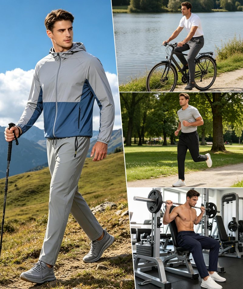 Zoofly Men's Sweatpants Lightweight Workout Track Pants Quick Dry Water Resistant Athletic Pants for Men Jogger Outdoor Running with Zipper Pockets Black S