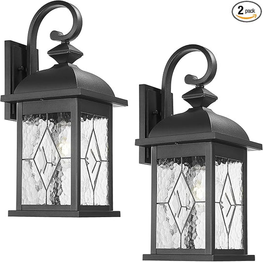 FEMILA 2 Pack Large Outdoor Wall Sconce, 21" Exterior Wall Light Fixtures, Anti-Rust Waterproof Porch Lights for Entryway, Patio, Garage, Doorway, Matte Black, 4FD54B2-2PK BK-SD