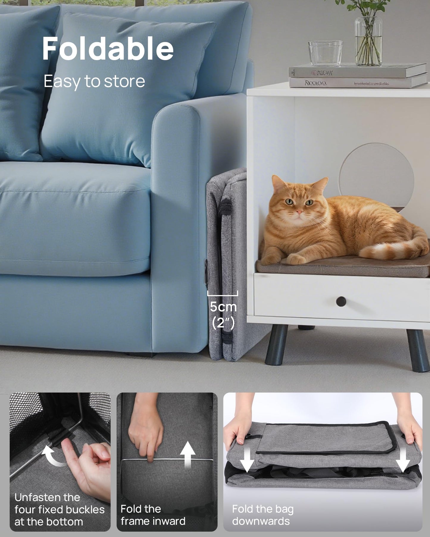 pecute® Cat Carrier Airline Approved, Extra Stable Cat Carrier Handbag, Portable Dog Carrier, Breathable Mesh Fabric Bag for Pets, Pet Carrier Suitable for Both Long And Short Trips Grey