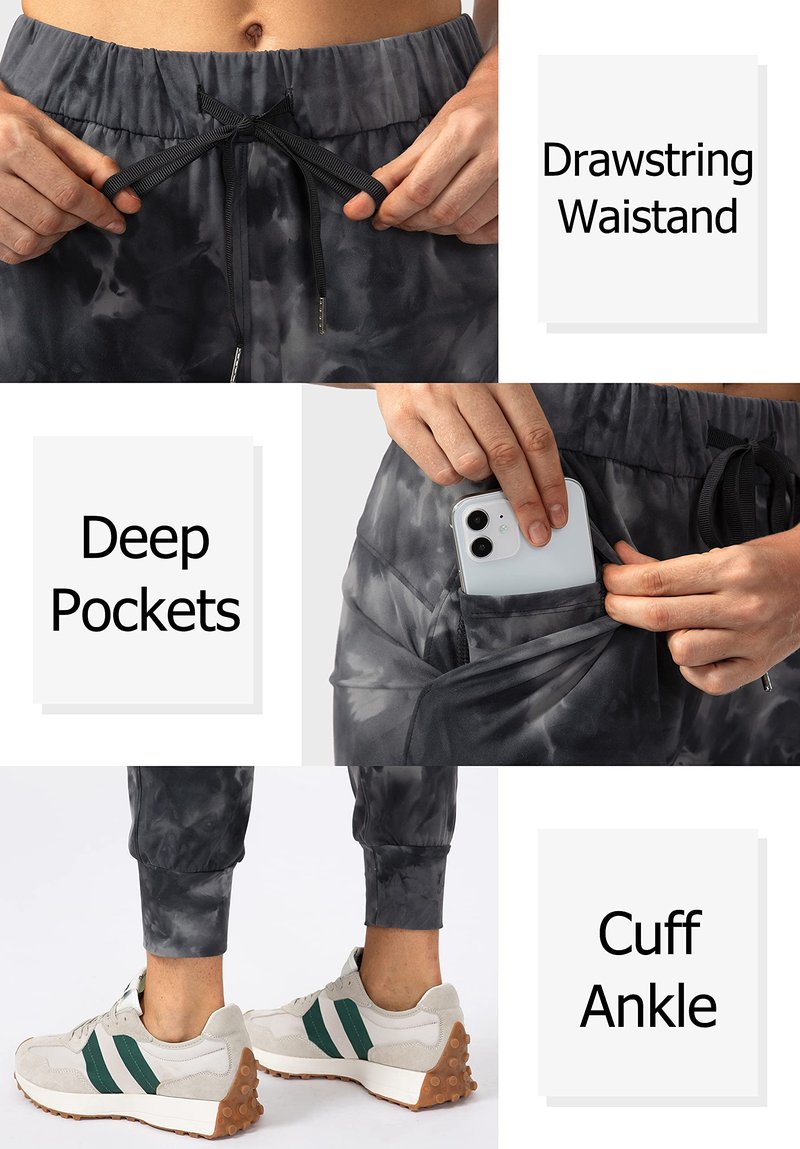 SANTINY Women's Joggers Pants Pockets Drawstring Running Sweatpants for Women Lounge Workout Jogging(Tie Dye Black_M)