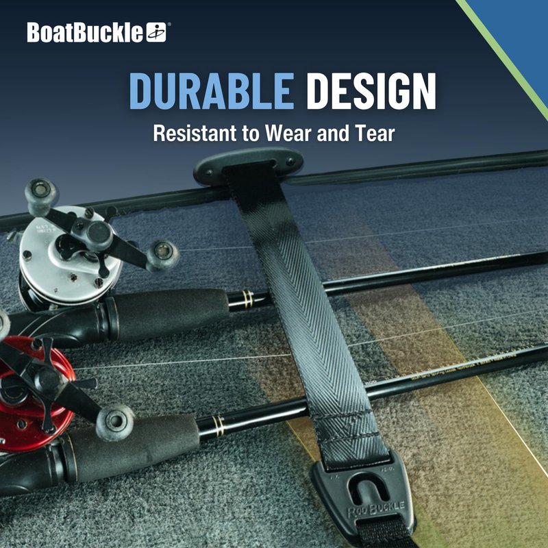 BoatBuckle F14200A 24-Inch Self-Retracting Fishing Rod Holder for Boat, Retractable Tie Down Rod Straps for Boat Deck Mount/Gunwale