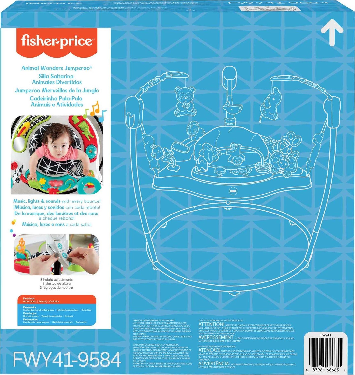 Fisher-Price FWY41 Animal Wonders Jumperoo Music, White, 1 Count (Pack of 1)