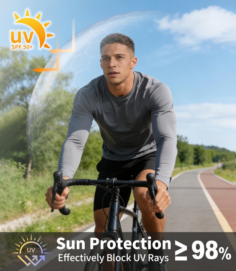 Long Sleeve Fishing Shirts for Men Sun Protection Rash Guard Shirts SPF UV Rashguard UPF 50+ Swim Shirt Running Workout Sunshirt 5 Pack
