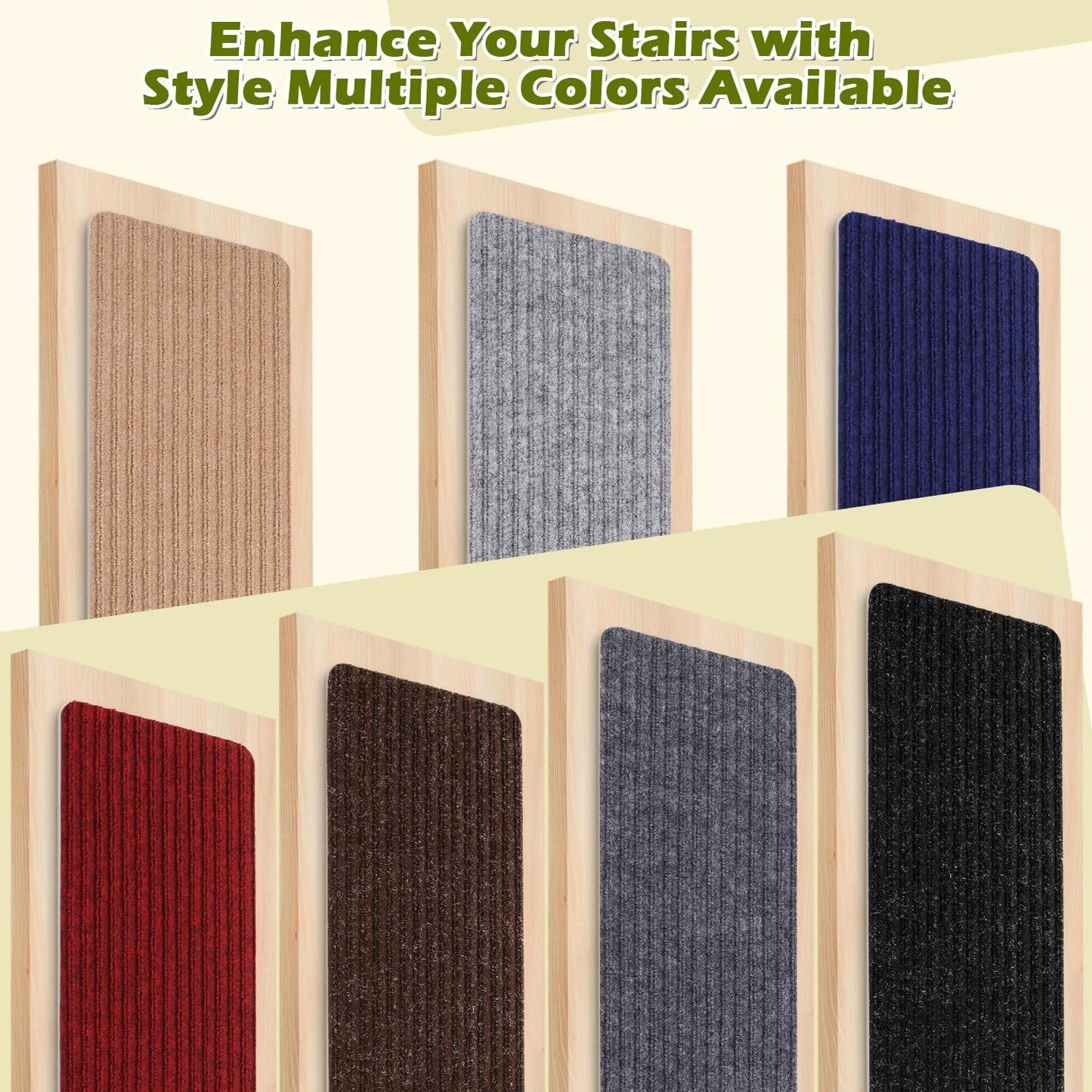 ANTDLE Stair Treads Non-Slip 16 Pack 8"x30" - Carpet Stair Runner for Indoor Wooden Steps with TPE Backing & Anti-Skid Surface, Reusable Adhesive Safety Rug for Kids/Elder/Pet-Friendly - Brown