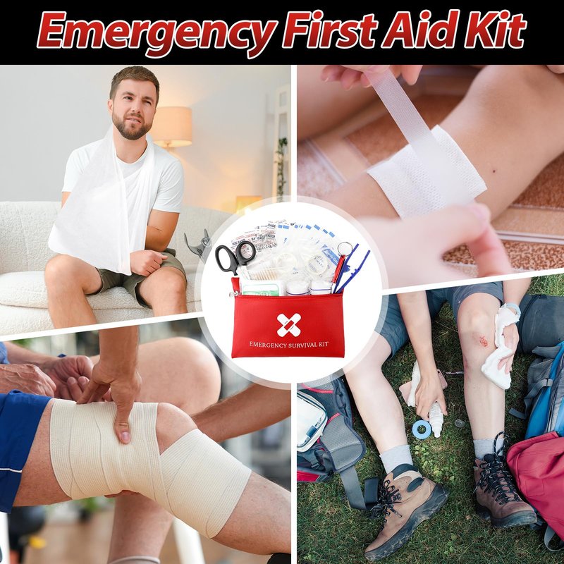 Geiserailie 10 Pack Mini First Aid Kit for Home Car Travel Camp Outdoor Back to School Sports Hiking Emergency Small First Aid Kit Travel Size Bulk Self Care Package 10 Individual Bag of 91 Items Each
