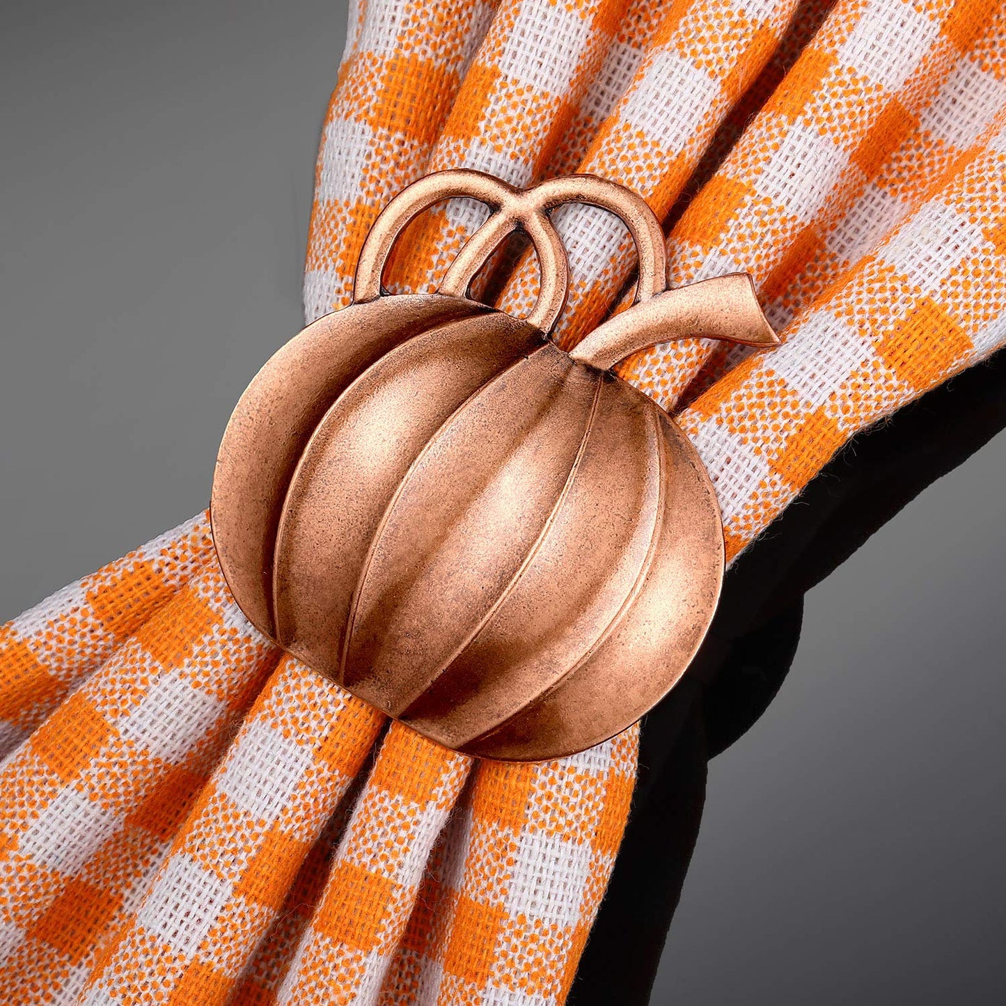 Patelai 12 Pieces Pumpkin Napkin Rings Fall Napkin Holders Thanksgiving Halloween Dinner Tables Rings for Thanksgiving Dinner Party Weddings Family Gatherings (Bronze)