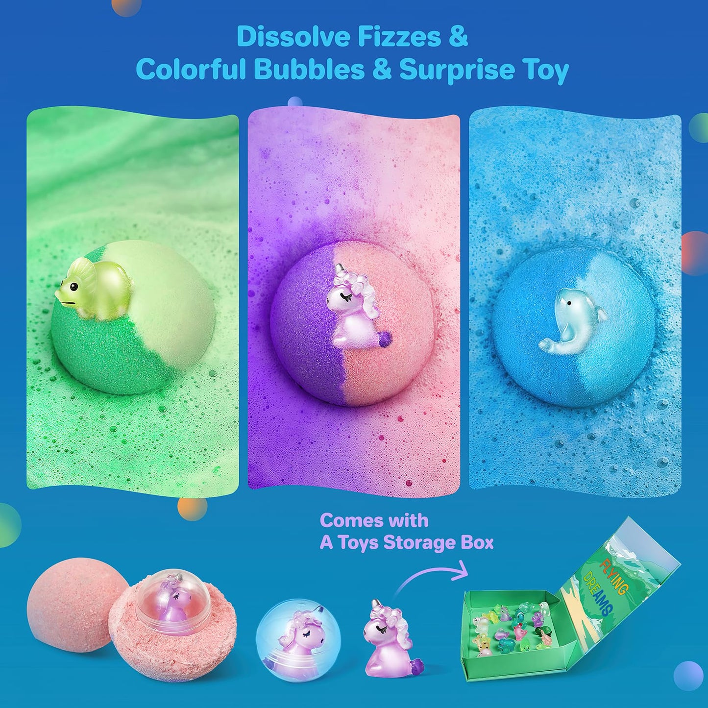 Bath Bombs for Kids with Toys Inside - 24 Pack Kids Bath Bombs with Glow in The Dark Surprise Toys Inside, Natural Organic Bubble Bath Fizzy, Christmas Gifts for Kid Girls Boys, Stocking Stuffers
