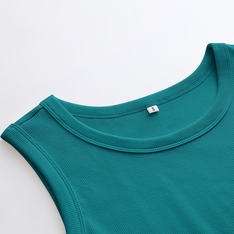 ANRABESS Womens Sleeveless High Neck Tank Tops Fashion Summer Casual Basic Slim Fit Ribbed Racerback Top Shirt Clothes Teal XX-Large