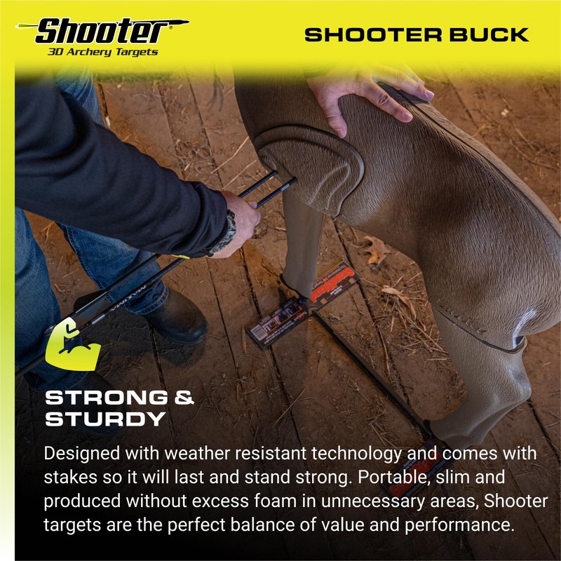 SHOOTER Buck 3D Archery Target, 48” Tall, Replaceable Insert for Long Life, Weather-Resistant Construction, High-Density Impact-Response Foam Withstands Field Points, Broadheads, and Expandables
