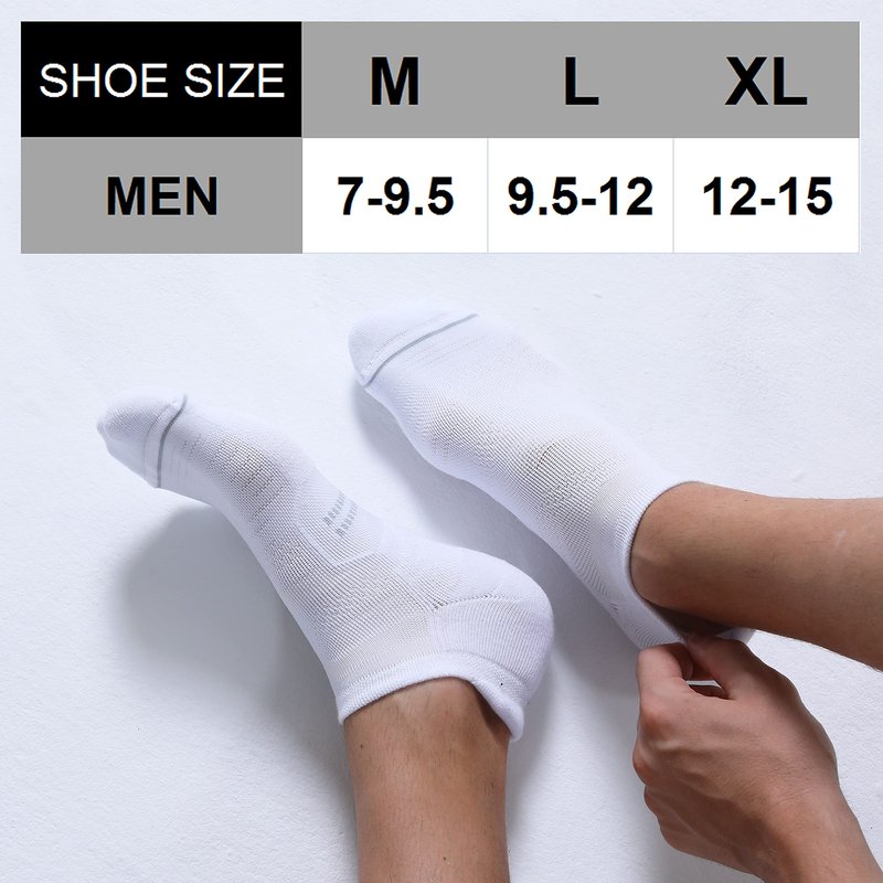CelerSport 6 Pack Running Ankle Socks for Men and Women with Cushion, Low Cut No Show Athletic Socks, White, Shoe Size: 9-12