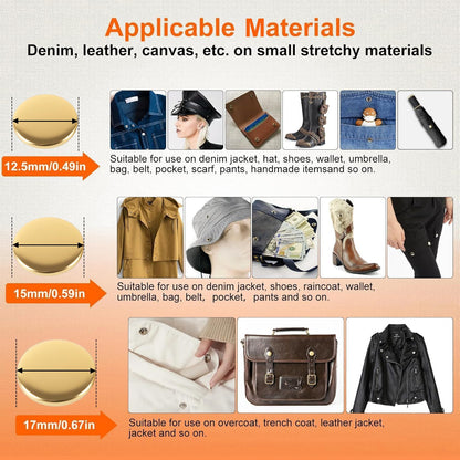 Alritz 120 Set Leather Snap Fasteners Kit, 12.5mm Metal Button Snaps Press Studs with 4 Setter Tools, 6 Colors Leather Snaps for Clothes, Jackets, Jeans Wears, Bracelets, Bags