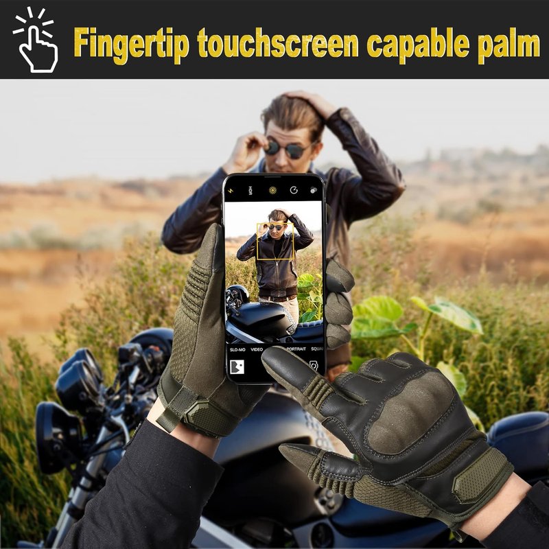 Touchscreen Full Finger Gloves for Men - Padded Outdoor Winter Gloves | Green