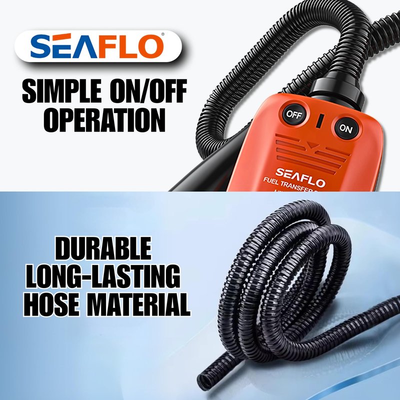 SEAFLO Rechargeable Automatic Fuel Transfer Pump, 3.2 GPM Flow, Auto-Stop Sensor, Portable Gas Can Pump for Oil, Diesel, Gasoline, 4-Year Warranty, CE & ROHS Certified | (Rechargeable Lithium Battery)